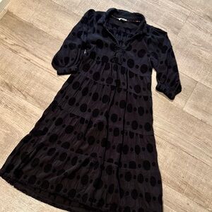 Umgee Black Long Sleeve Polka Dot Dress